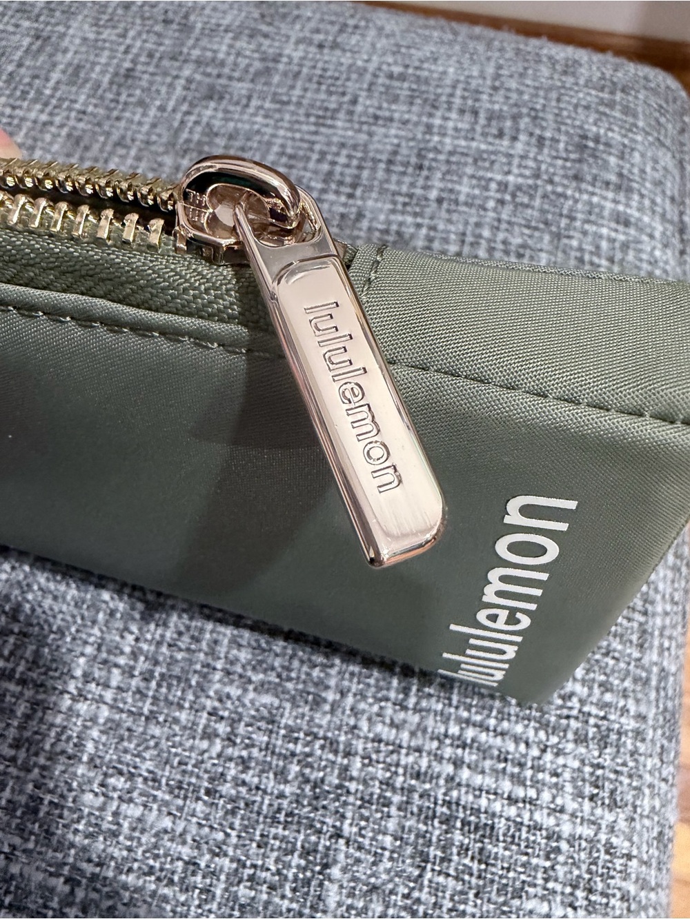 lululemon athletica Olive Green and Cream Double Pouch Wristlet with Strap - Picture 4 of 8